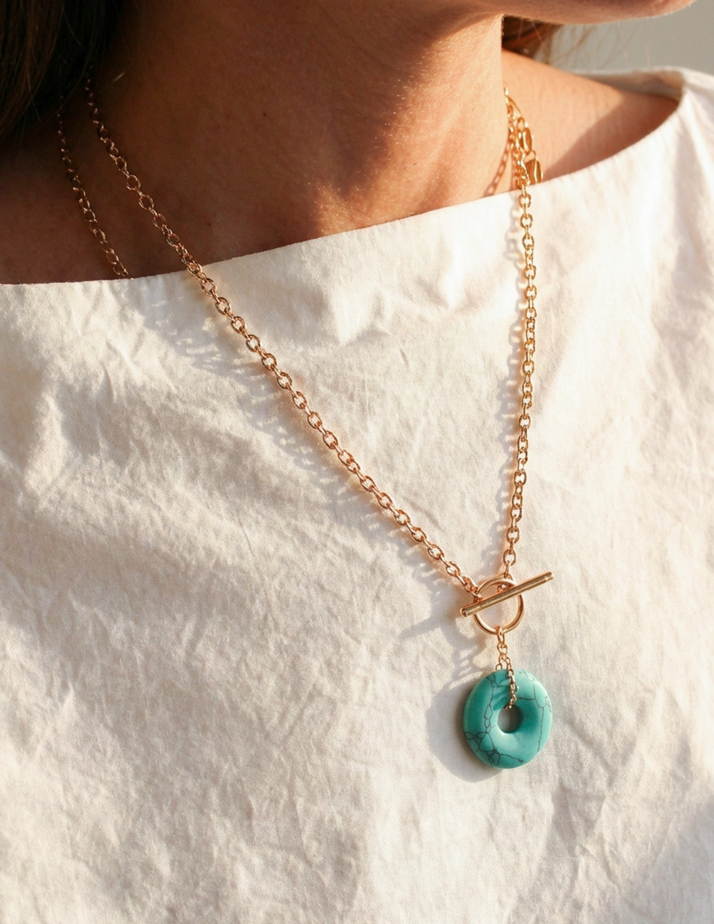 Gold & Turquoise Toggle Necklace