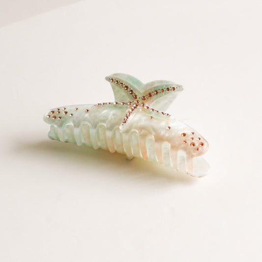 Starfish Claw Hair Clip | White Marble