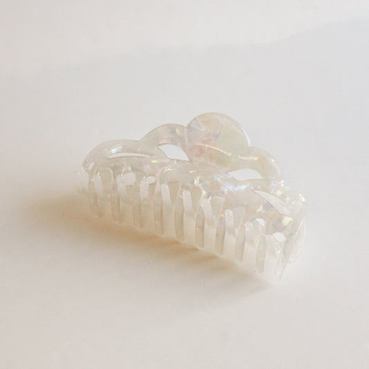 Large Cloud Cutout Claw Hair Clip | Iridescent White