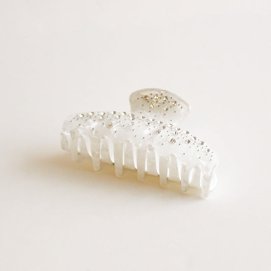 Iridescent Rhinestone Claw Hair Clip | Iridescent White