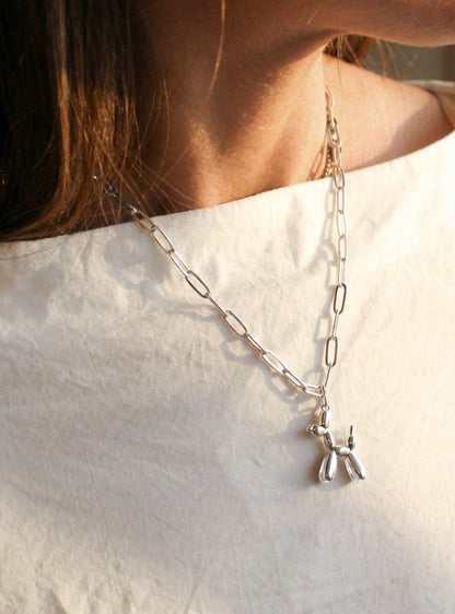 Silver Chain Necklace | Balloon Dog Charm