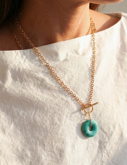 Gold & Turquoise Toggle Necklace