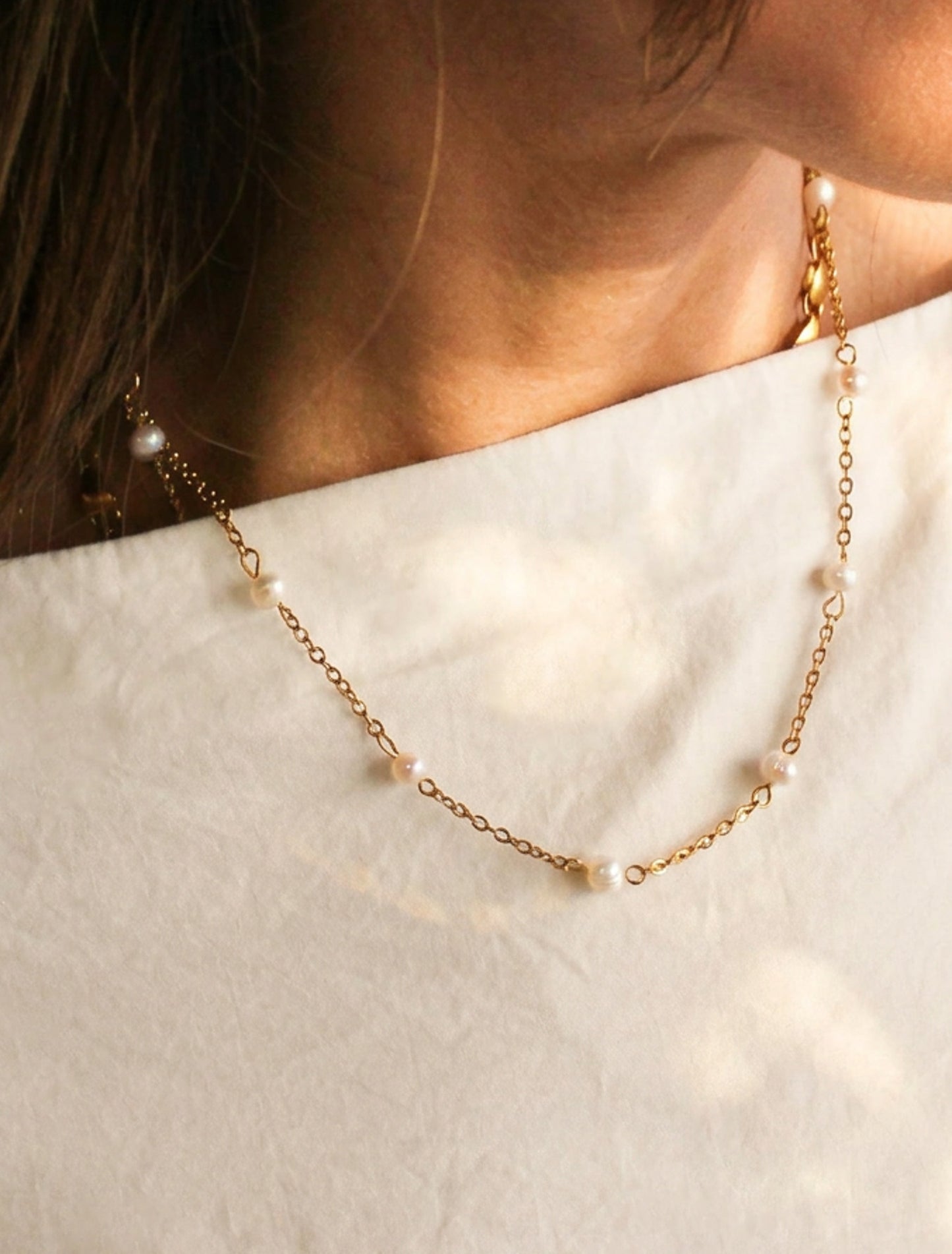 18k Gold Plated Classic Pearl Necklace