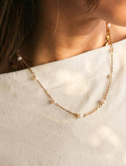 18k Gold Plated Classic Pearl Necklace