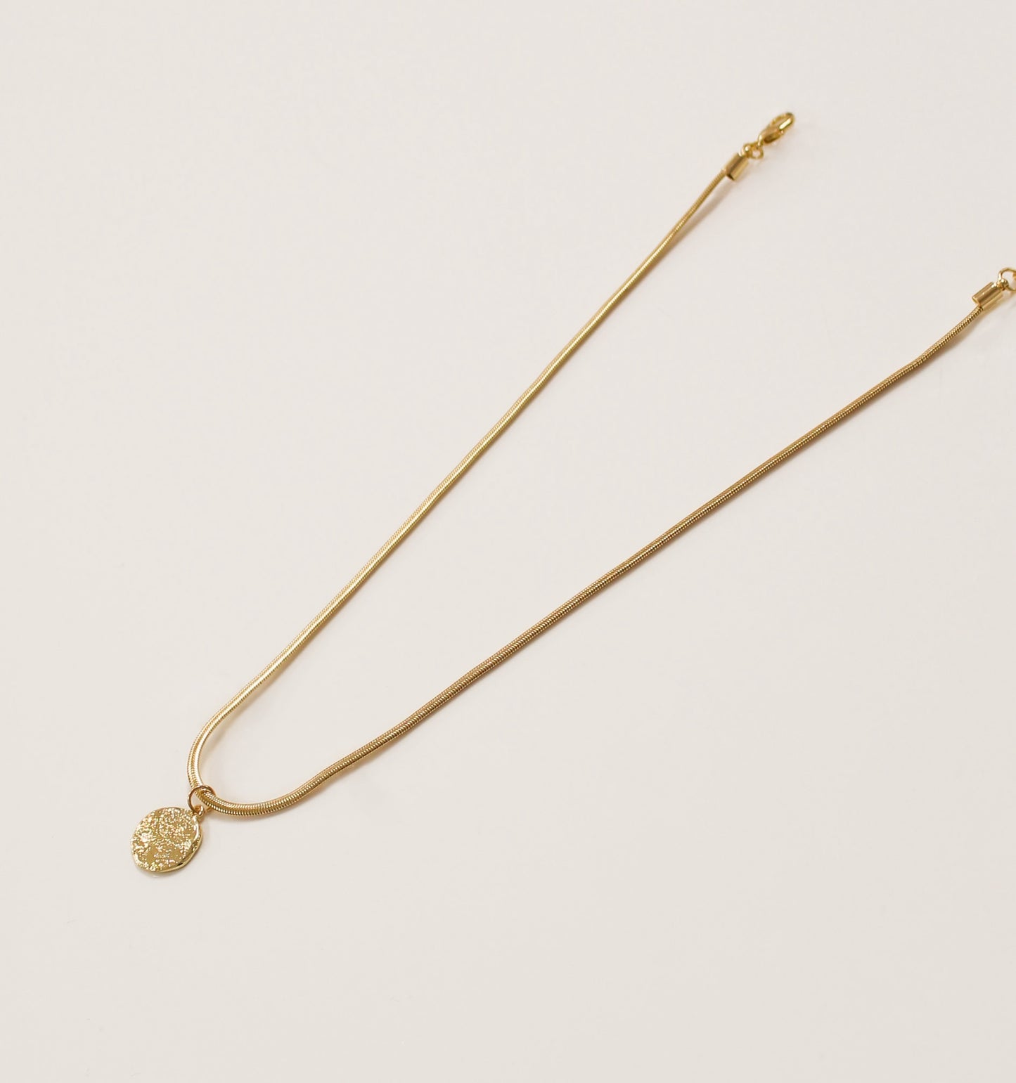 Chunky Gold Snake Chain Necklace | Hammered Medallion