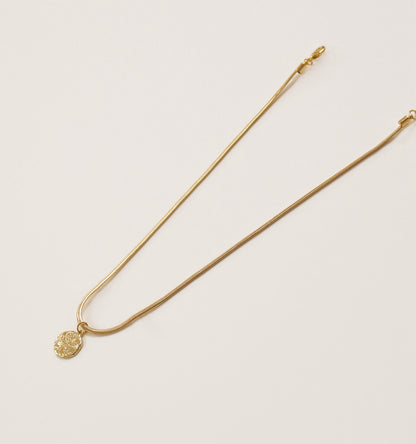 Chunky Gold Snake Chain Necklace | Hammered Medallion