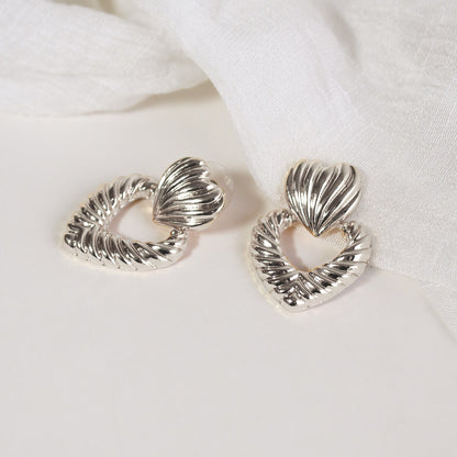 Vintage-Inspired Twisted Heart | Silver Drop Earrings