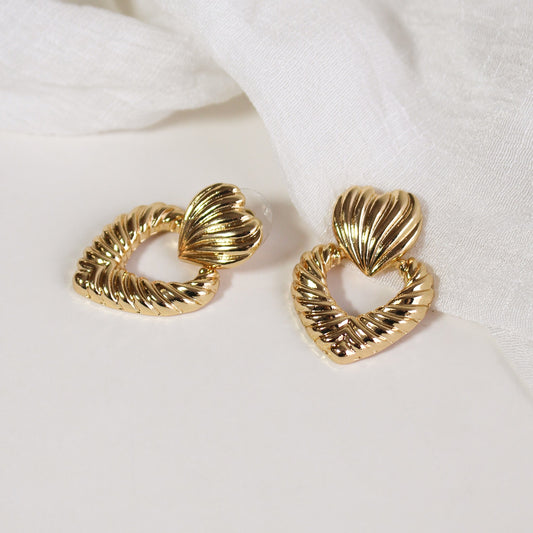 Vintage-Inspired Twisted Heart | Gold Drop Earrings