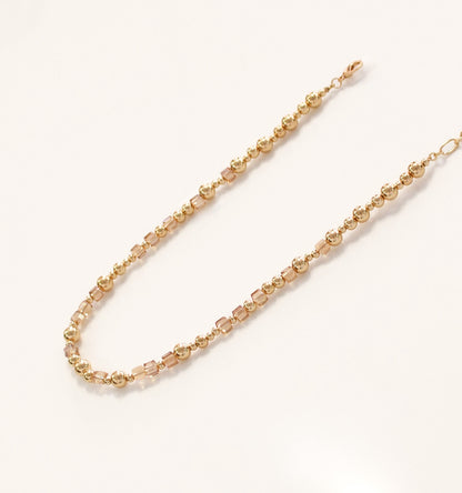 Elegant Mixed Stone Beaded Short Necklace | Square & Round Beads