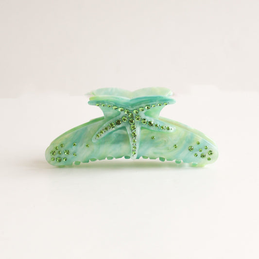 Starfish Claw Hair Clip | Green Marble