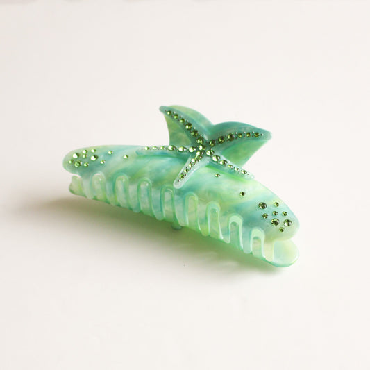 Starfish Claw Hair Clip | Green Marble