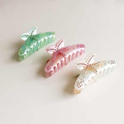 Starfish Claw Hair Clip | Green Marble
