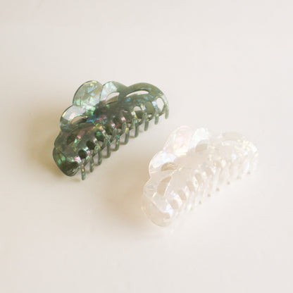 Large Cloud Cutout Claw Hair Clip | Iridescent White