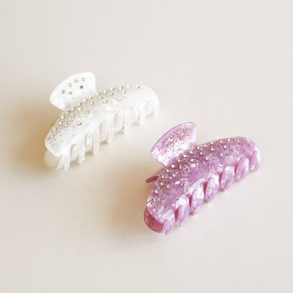 Iridescent Rhinestone Claw Hair Clip | Iridescent White