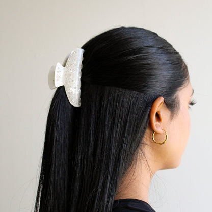 Iridescent Rhinestone Claw Hair Clip | Iridescent White