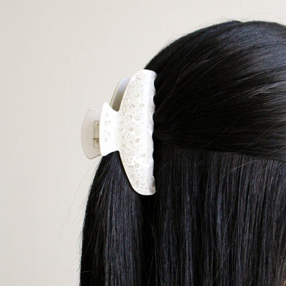 Iridescent Rhinestone Claw Hair Clip | Iridescent White