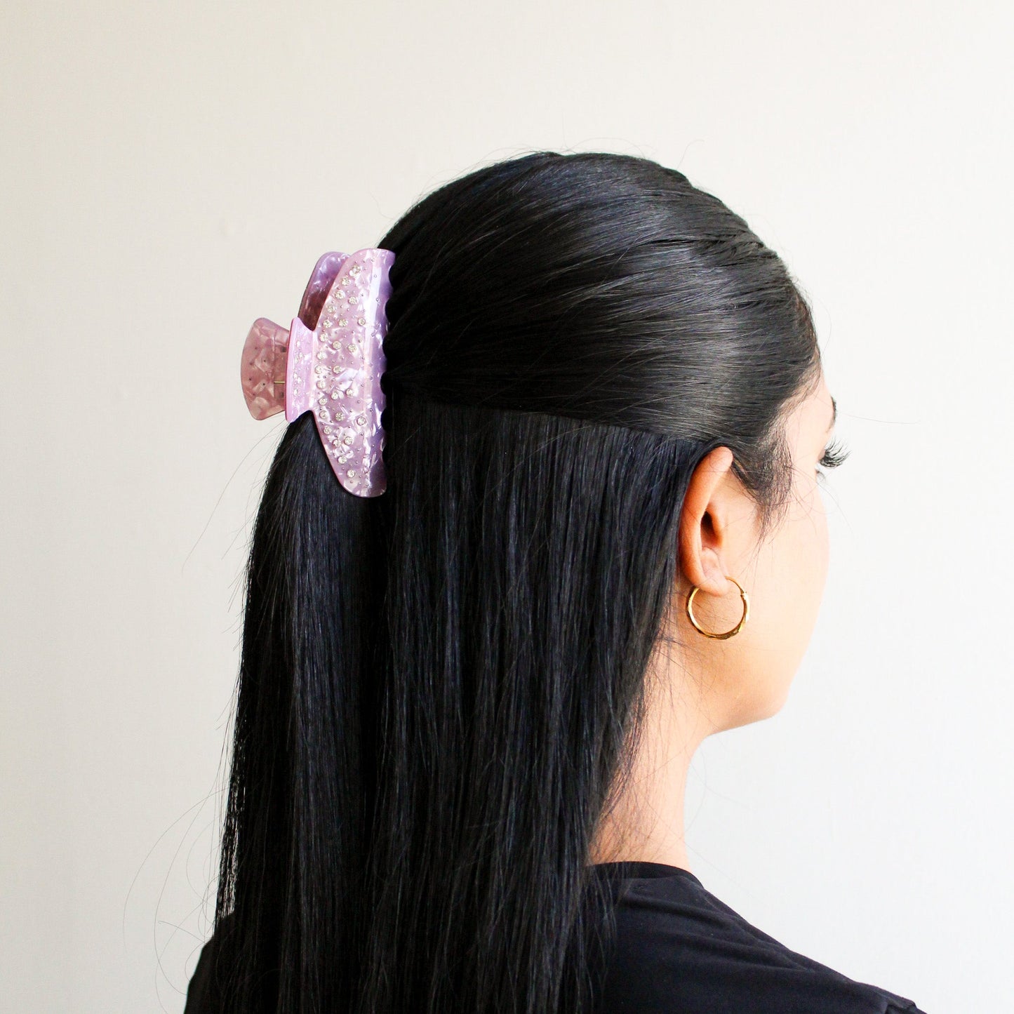 Iridescent Rhinestone Claw Hair Clip | Iridescent Pink
