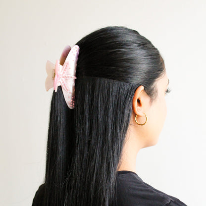 Starfish Claw Hair Clip | Pink Marble