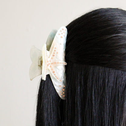 Starfish Claw Hair Clip | White Marble