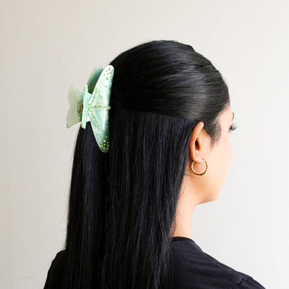 Starfish Claw Hair Clip | Green Marble