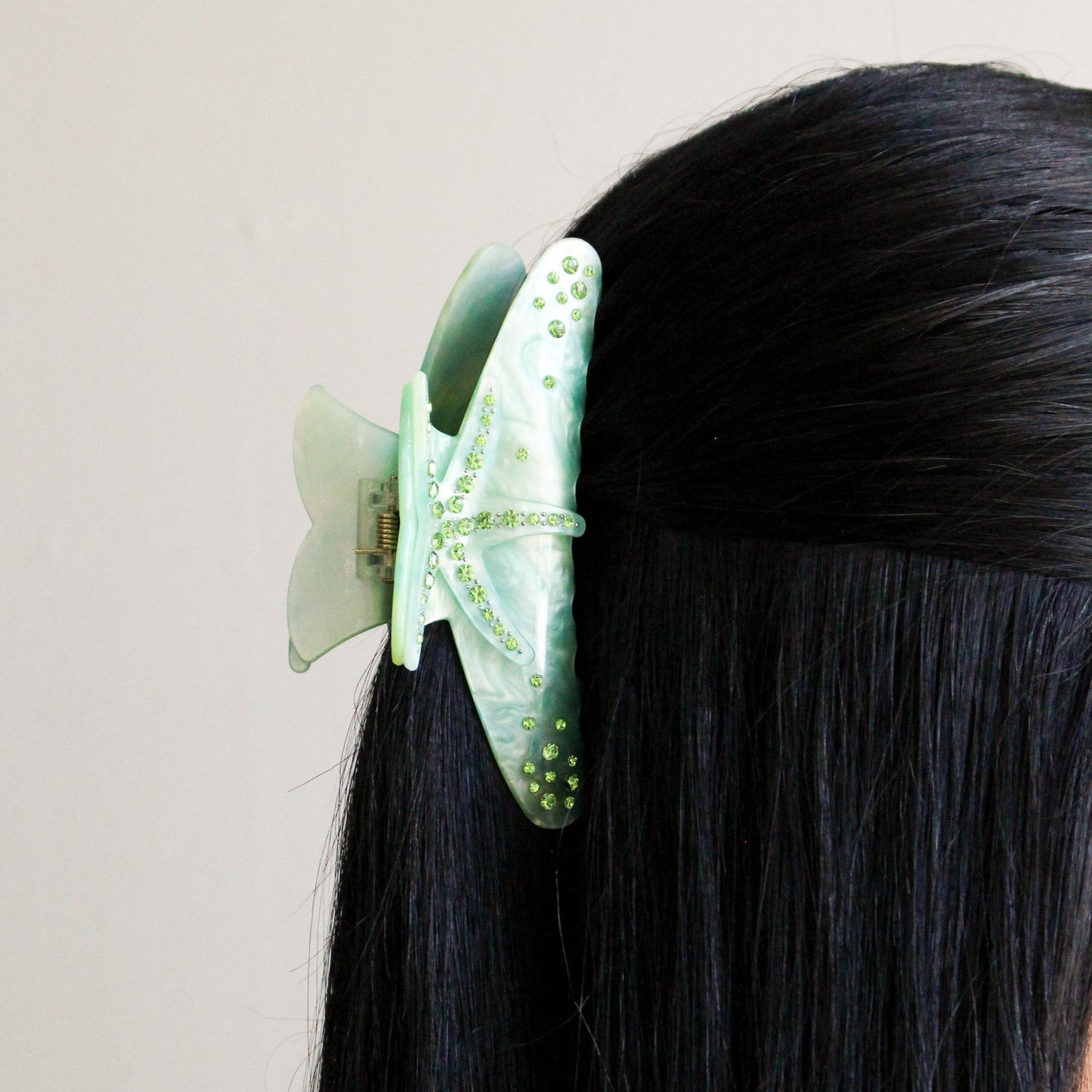 Starfish Claw Hair Clip | Green Marble