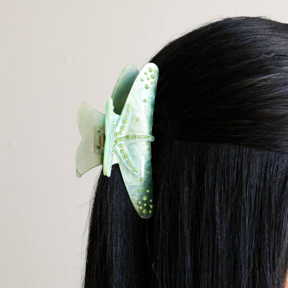 Starfish Claw Hair Clip | Green Marble