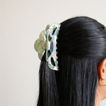 Large Cloud Cutout Claw Hair Clip | Iridescent Green