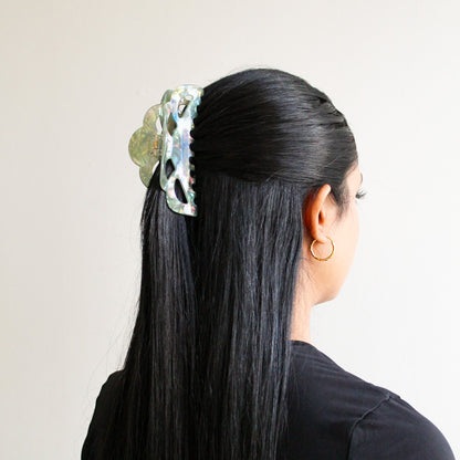 Large Cloud Cutout Claw Hair Clip | Iridescent Green