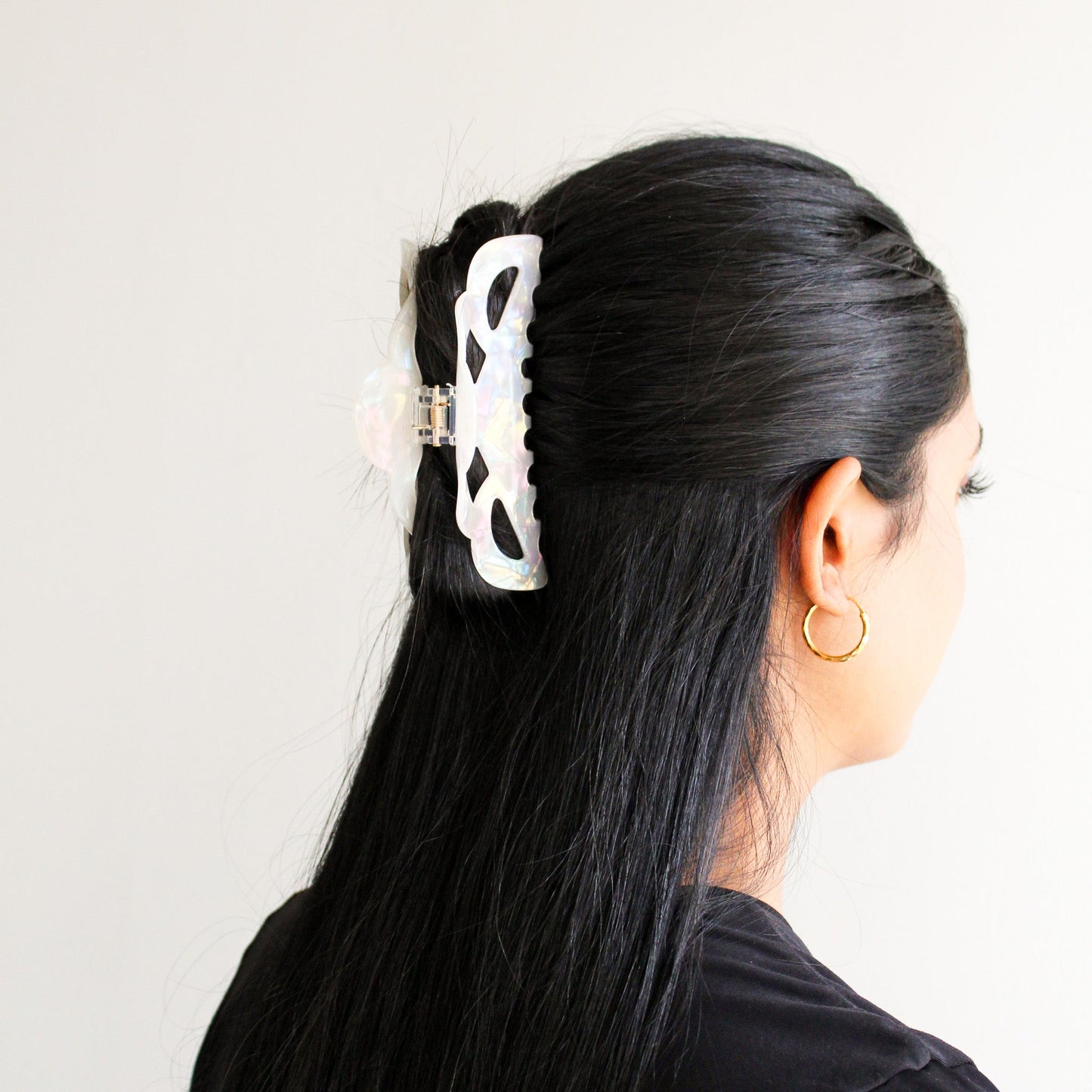 Large Cloud Cutout Claw Hair Clip | Iridescent White