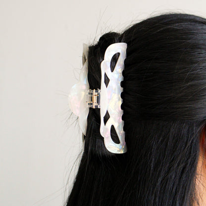 Large Cloud Cutout Claw Hair Clip | Iridescent White
