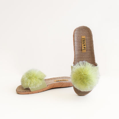 Pom Pom Slides | Matcha Shimmer