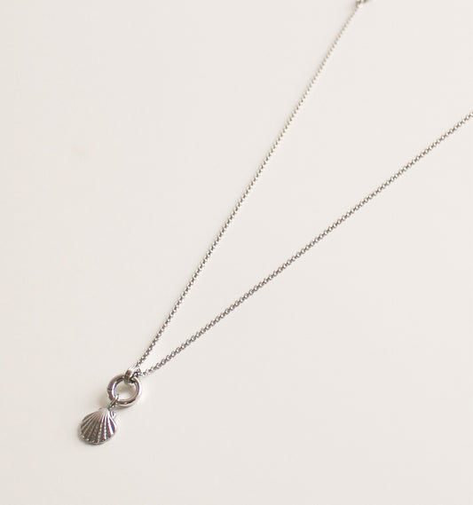 Sterling Silver Plated Rolo Chain | Silver Shell Charm Necklace