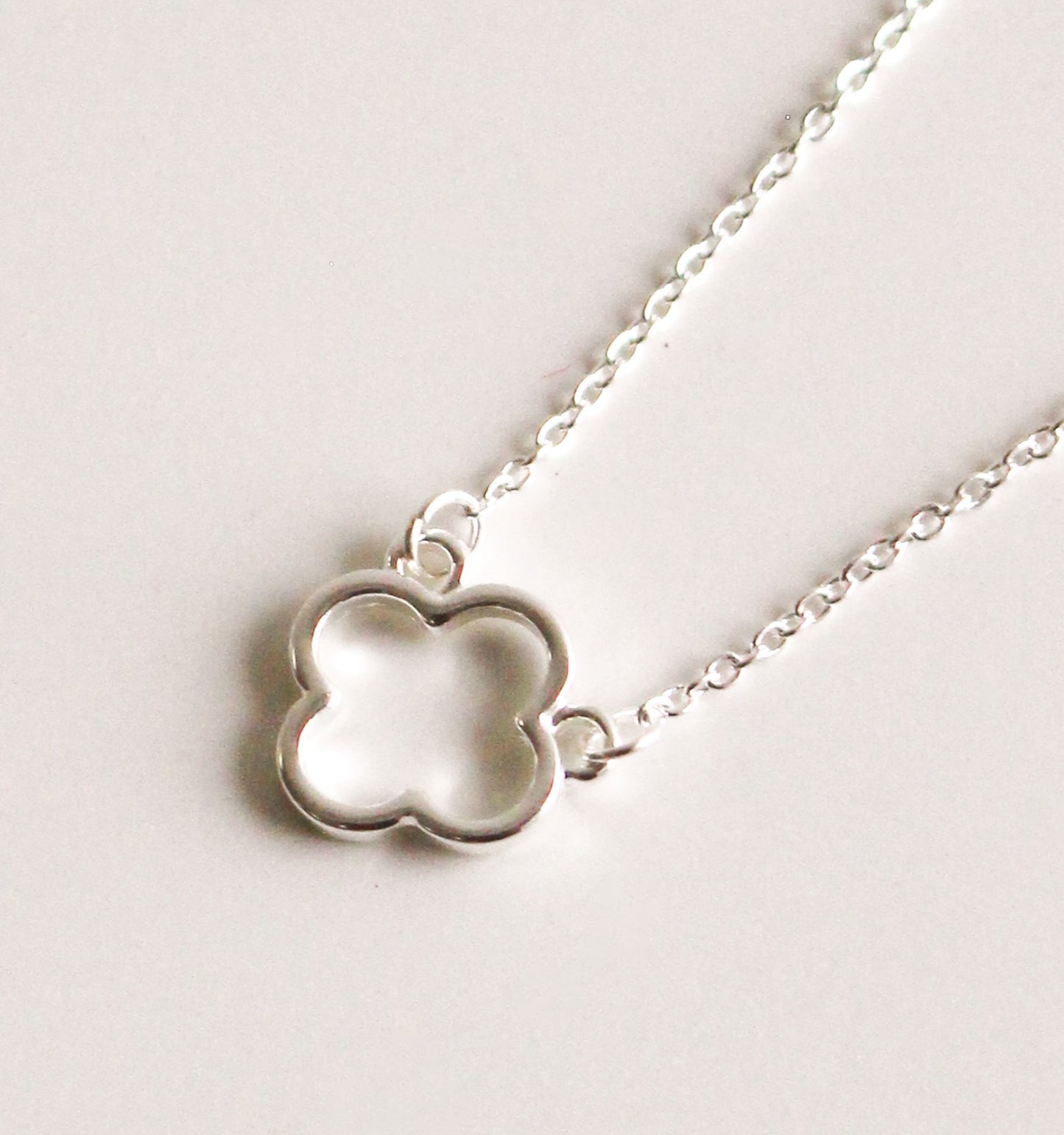 Minimalist Silver Clover Necklace | Lightweight Layering Jewelry