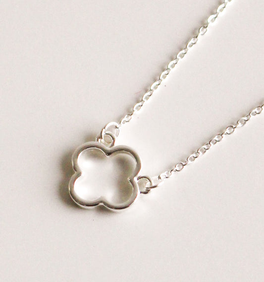 Minimalist Silver Clover Necklace | Lightweight Layering Jewelry