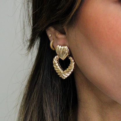 Vintage-Inspired Twisted Heart | Gold Drop Earrings