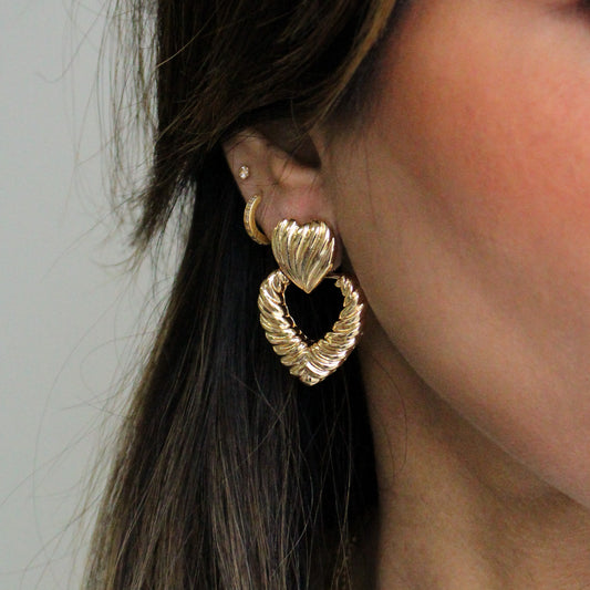 Vintage-Inspired Twisted Heart | Gold Drop Earrings
