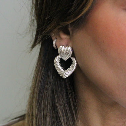 Vintage-Inspired Twisted Heart | Silver Drop Earrings