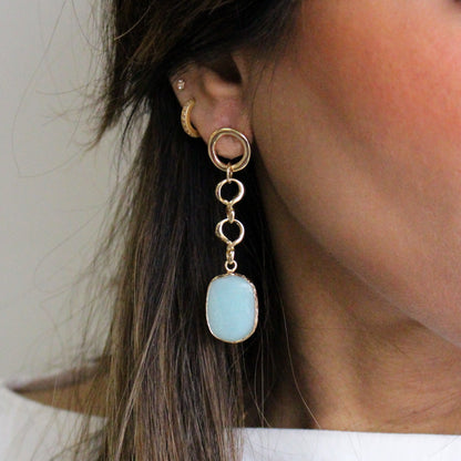 Dangling Earrings | Aqua Stone w/ Post Back