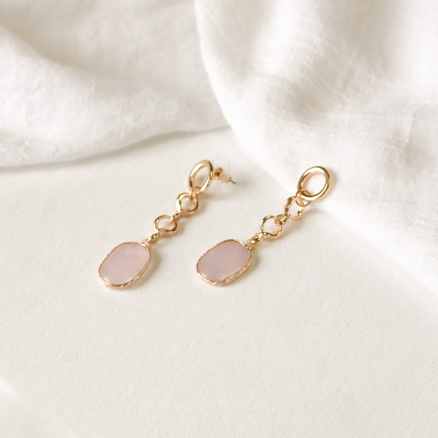 Dangling Earrings | Pink Stone w/ Post Back