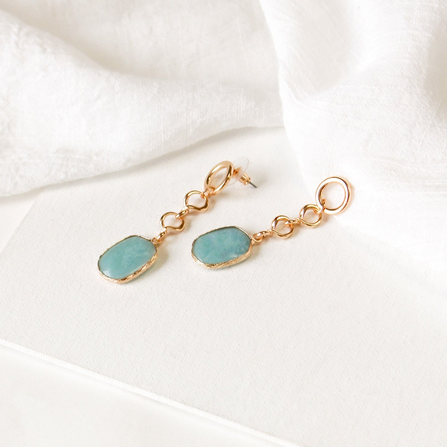 Dangling Earrings | Aqua Stone w/ Post Back