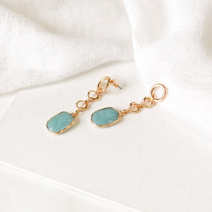 Dangling Earrings | Aqua Stone w/ Post Back