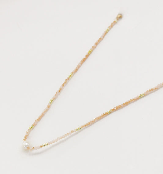 Freshwater Pearl Blush Beaded | Short Necklace