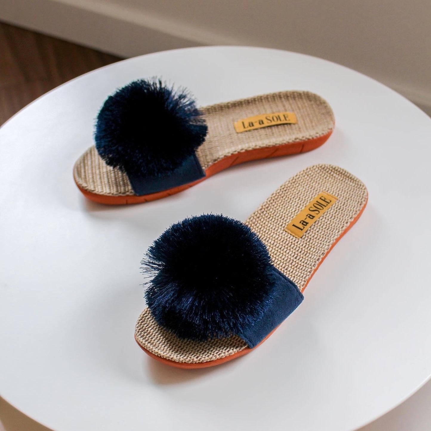 La-a Sole Pom Pom Slides In Red – MeLinda's Fine Gifts