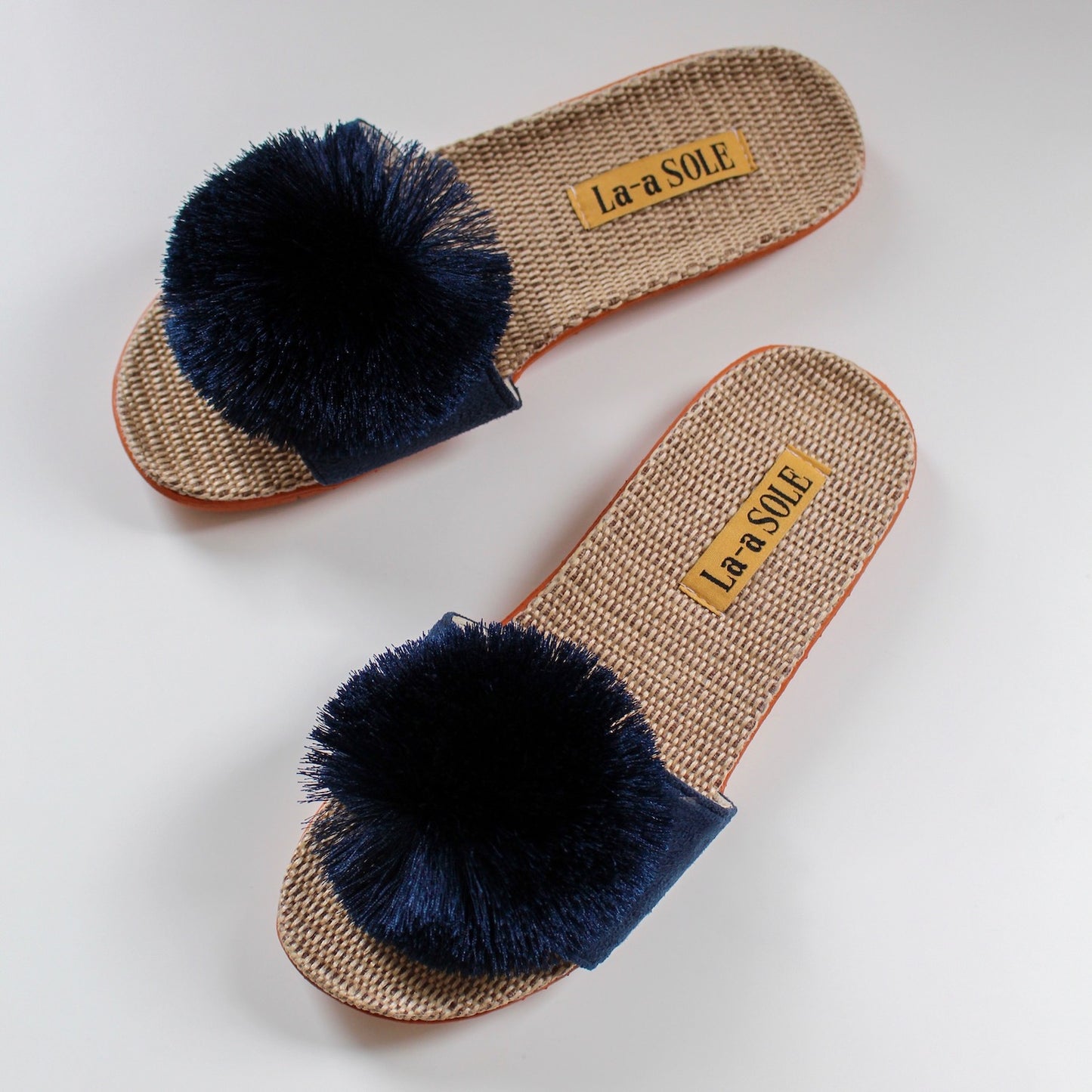 LA-A Sole Pom Pom Slides in Yellow L