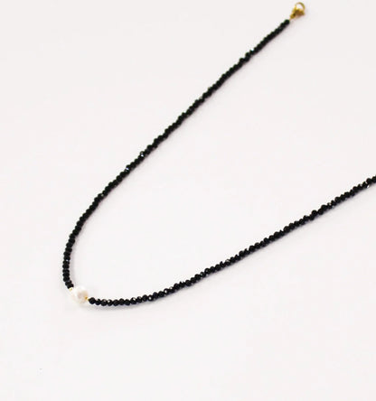 Freshwater Pearl Black Beaded | Short Necklace