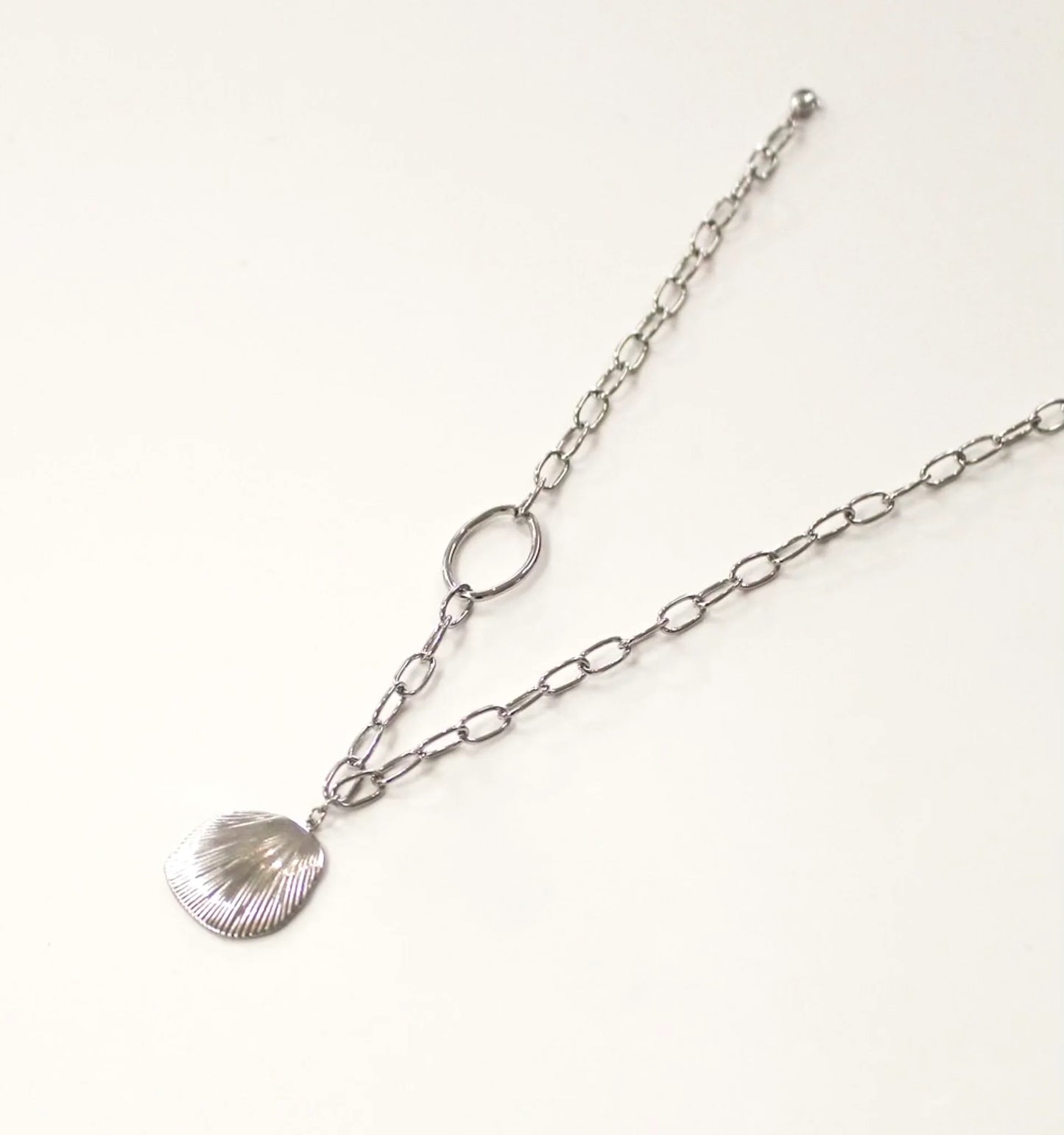 Thick Chain Necklace | Sterling Silver Plated Oval Medallion