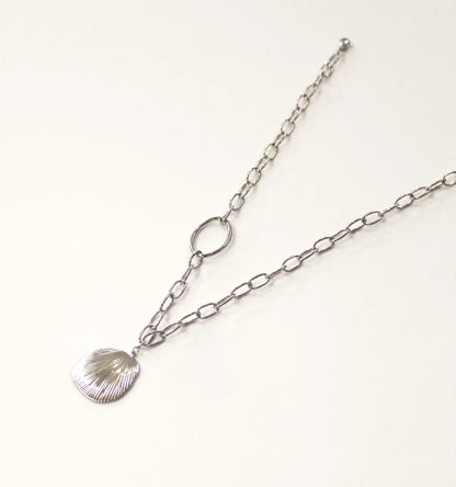 Thick Chain Necklace | Sterling Silver Plated Oval Medallion