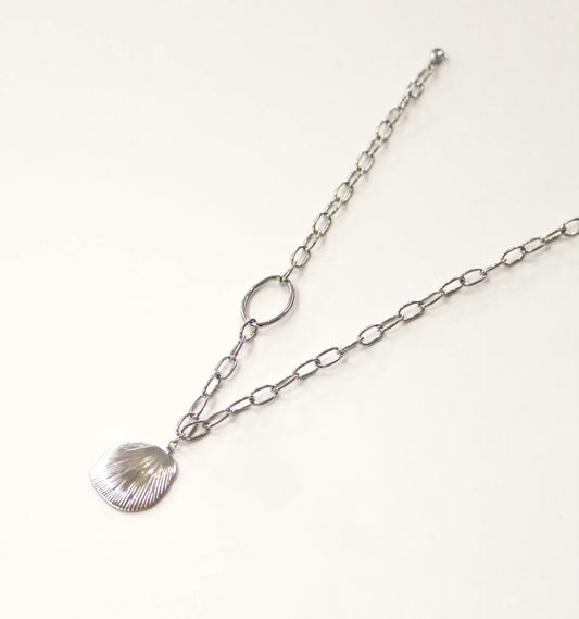 Thick Chain Necklace | Sterling Silver Plated Oval Medallion